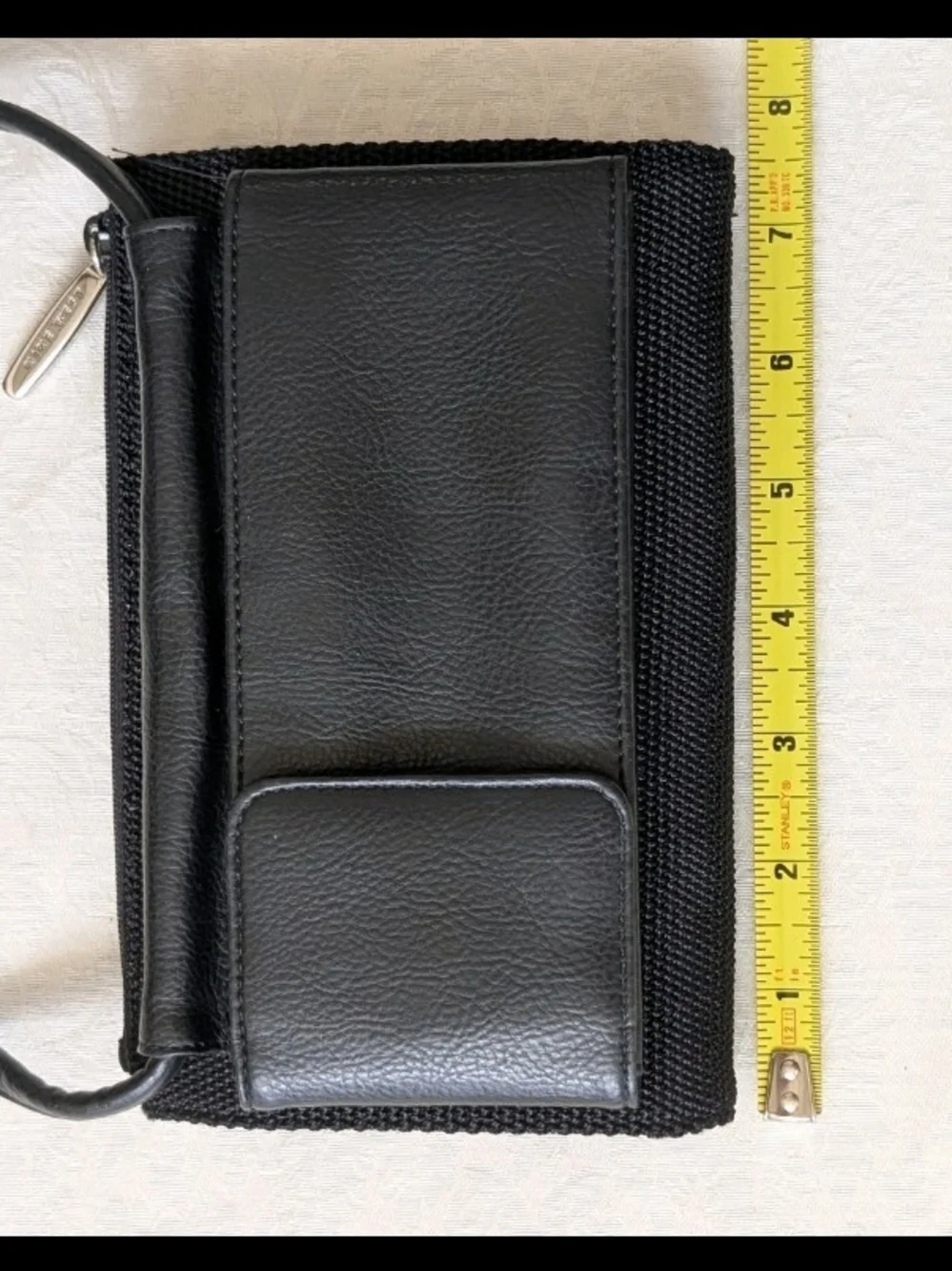 Nine West Black Women's Crossbody Wallet Strap Zippered Pocket ID Window Solid